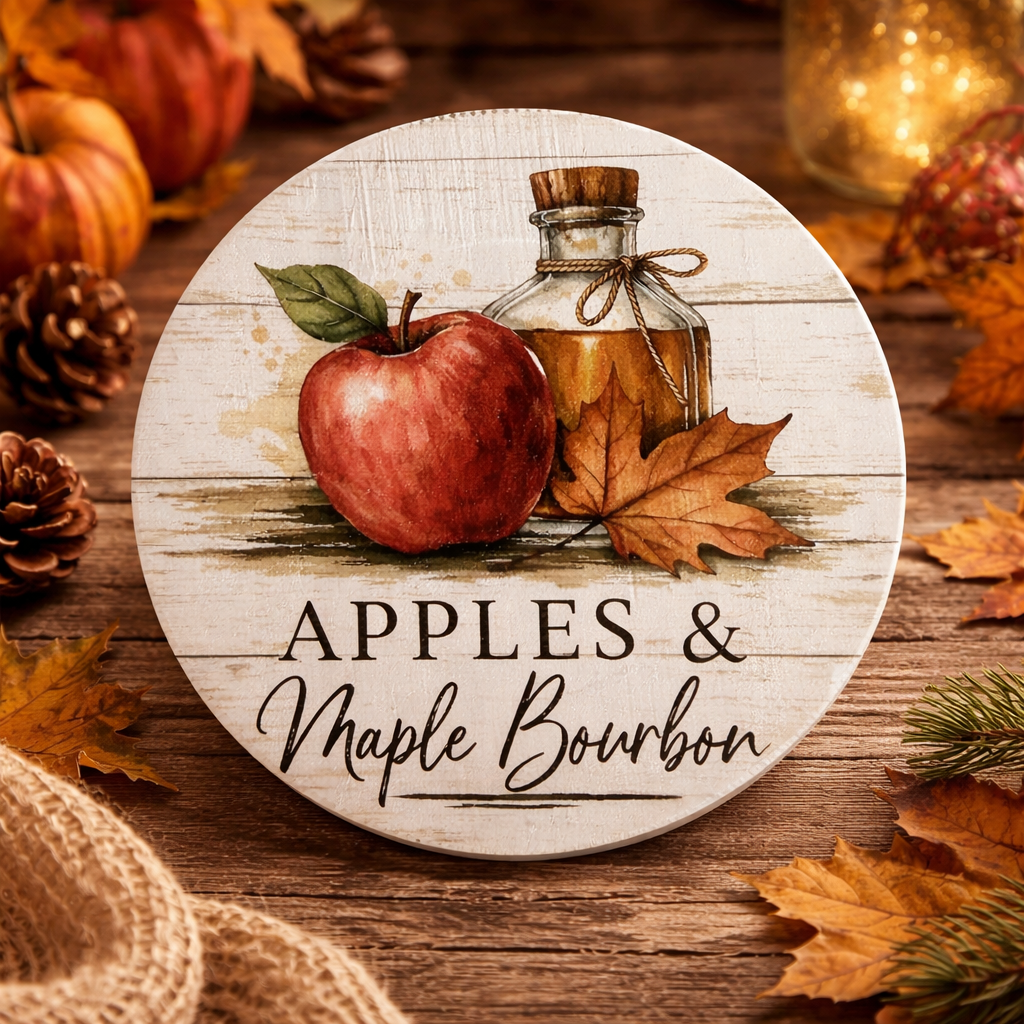 Apples and Maple Bourbon 8 oz single wick Soy Candle