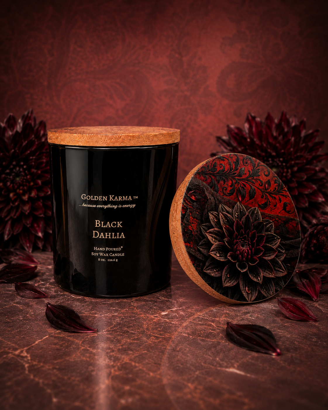 Black Dahlia 8oz Single Wick Soy Candle
