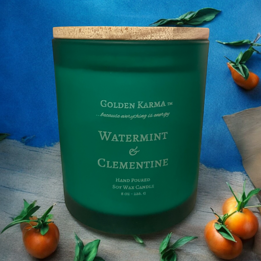 Watermint and Clementine Soy Wax Candle 8 oz