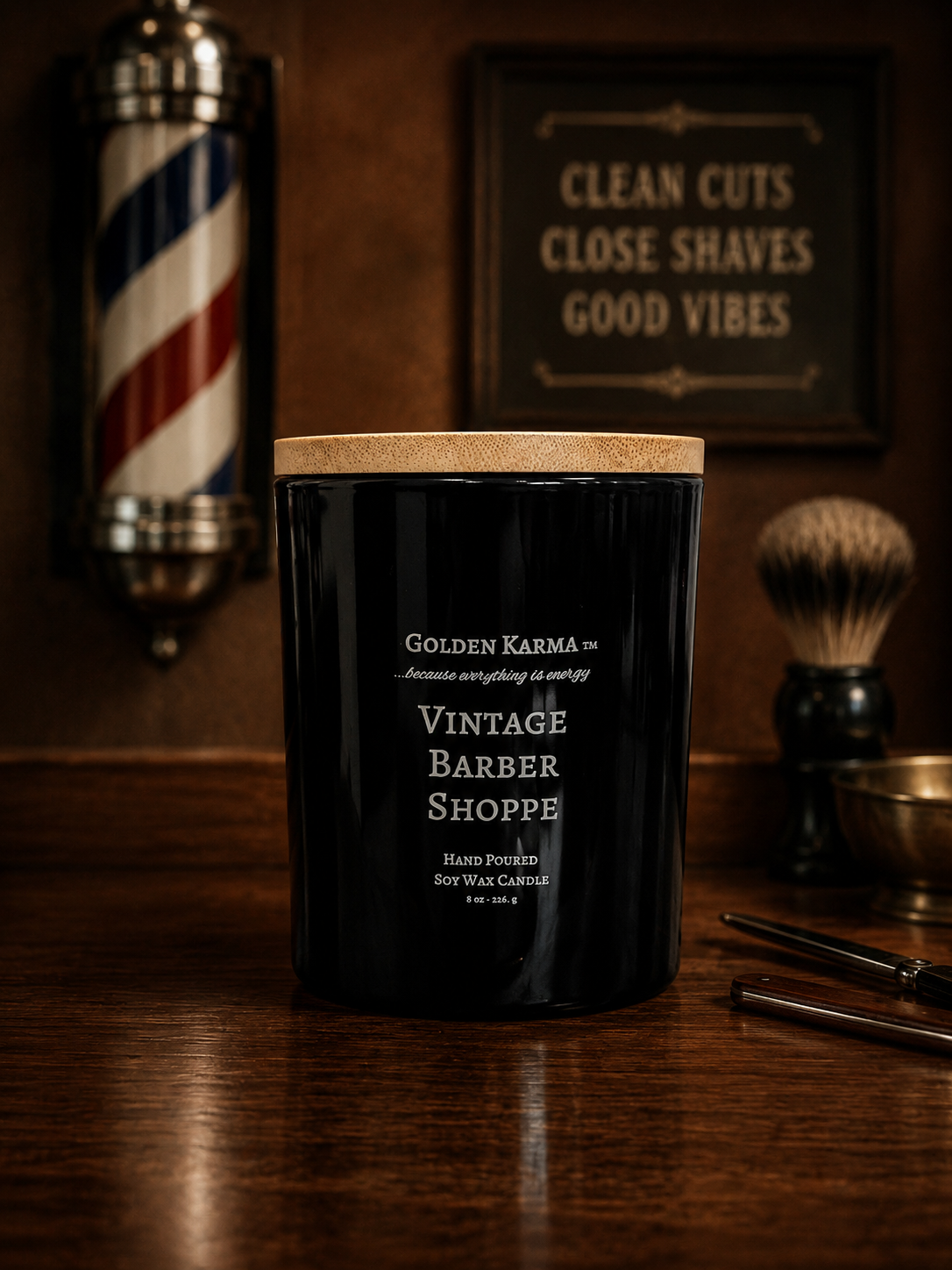 Vintage Barbershoppe 8oz Single Wick Soy Candle